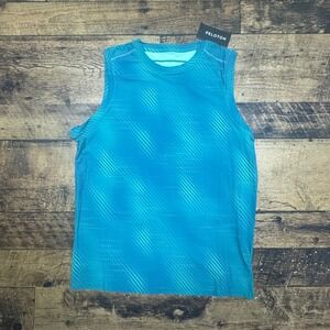 Peloton Men's Medium M Interlock Printed Run Singlet Teal Blue Athletic Tank Top